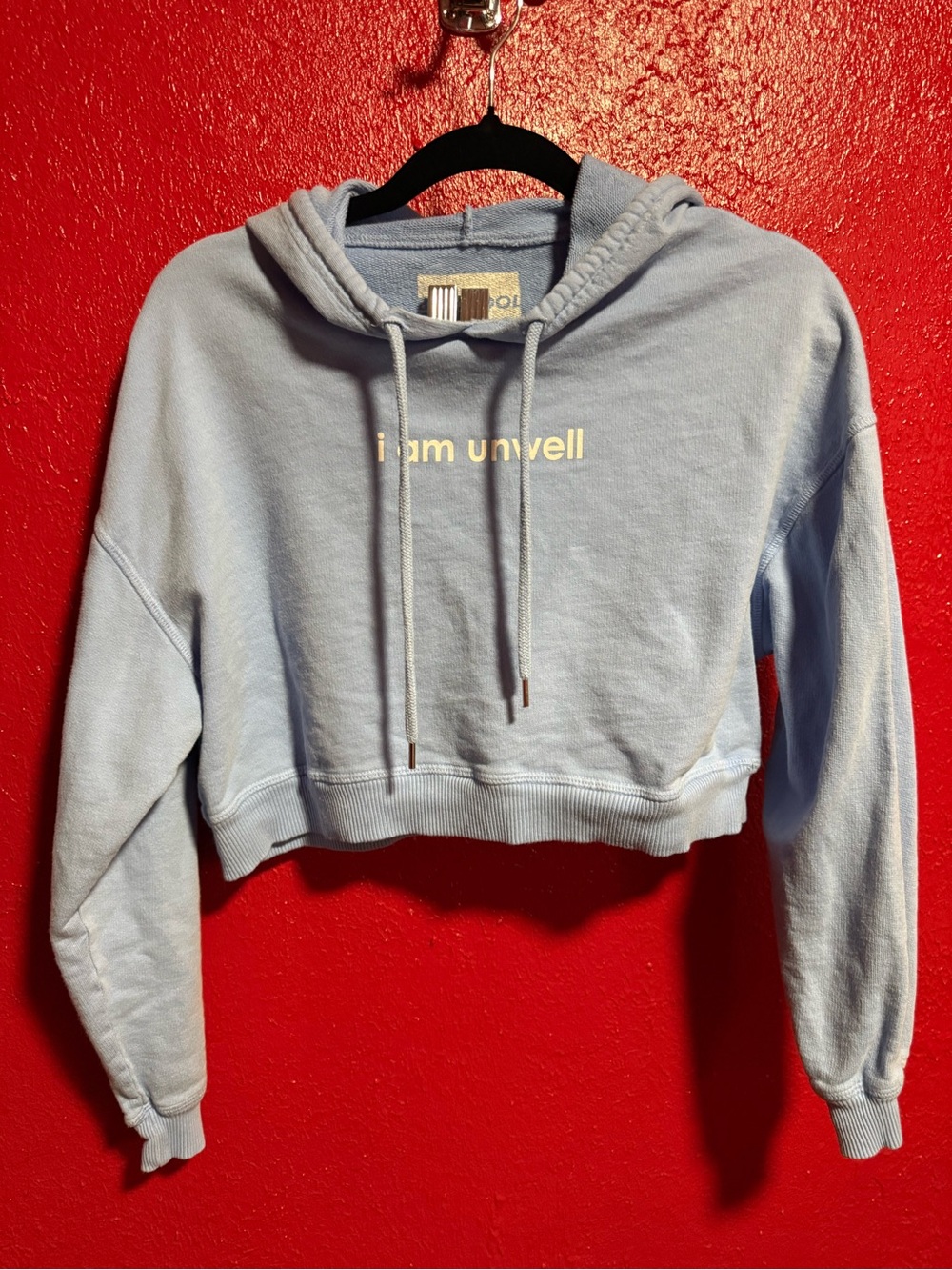 142.Preloved Light Blue Cropped Hoodie. Barstool chick